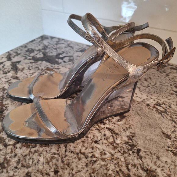 Gucci vintage silver wedge heel sandals size 7B - Picture 7 of 11